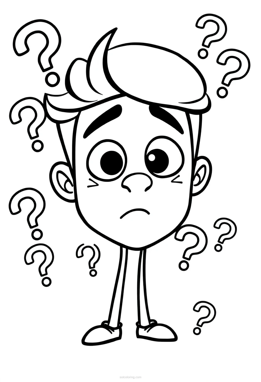 Confused Nick Young Question Marks coloring page for kids