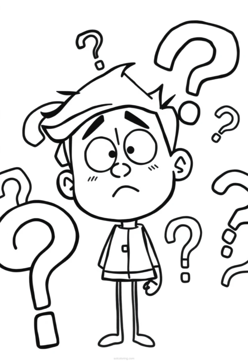 Confused Nick Young Question Marks coloring page for kids