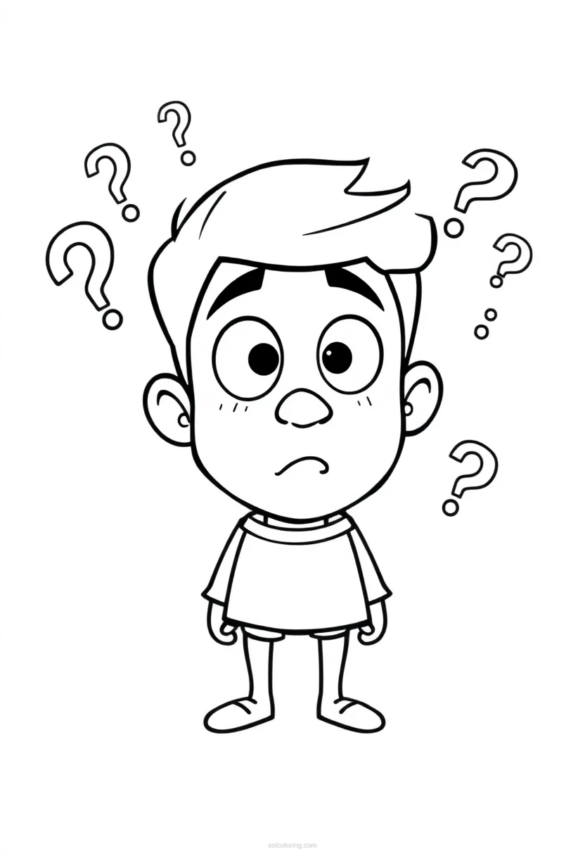 Confused Nick Young Question Marks coloring page for kids
