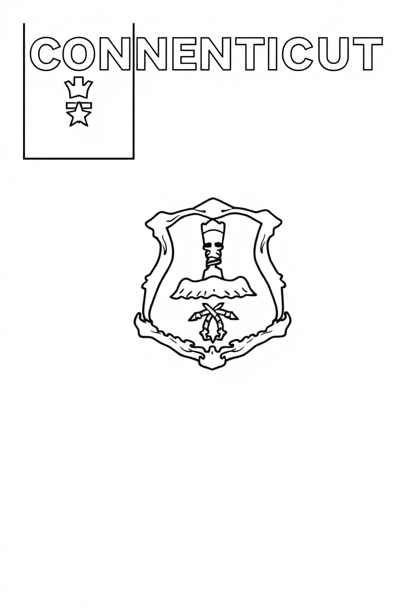 Connecticut State Flag coloring page, free printable