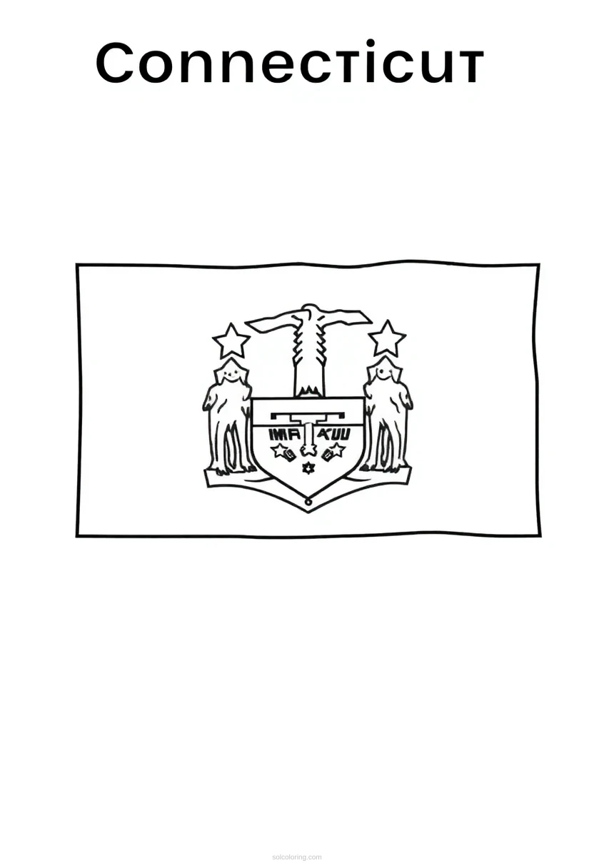 Connecticut State Flag coloring page for kids