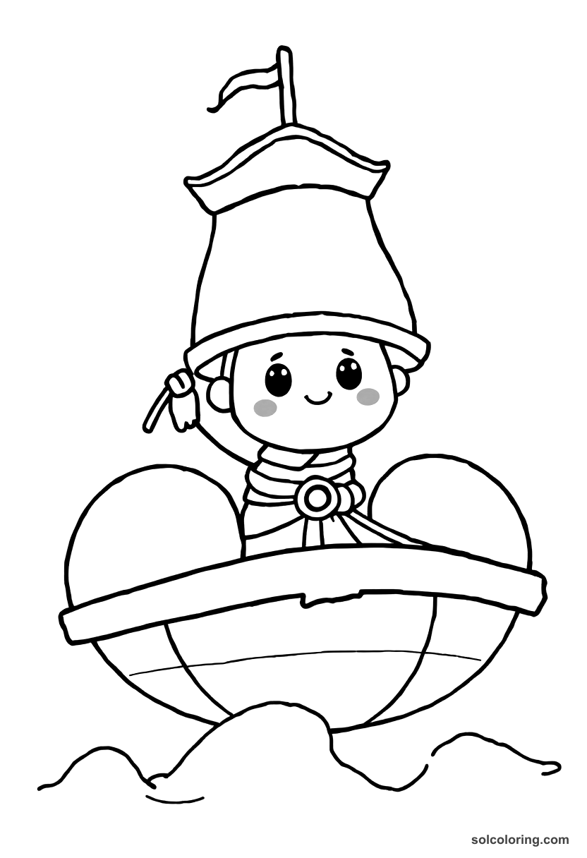 Cute Cartoon Conquistador Landing in the New World coloring page, free printable cute cartoon style