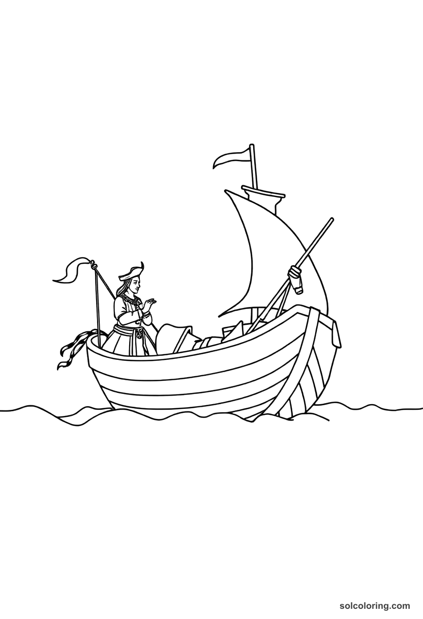 Simple Conquistador Landing in the New World coloring page, free printable simple style