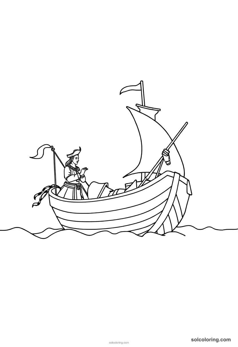Simple Conquistador Landing in the New World simple coloring page for kids