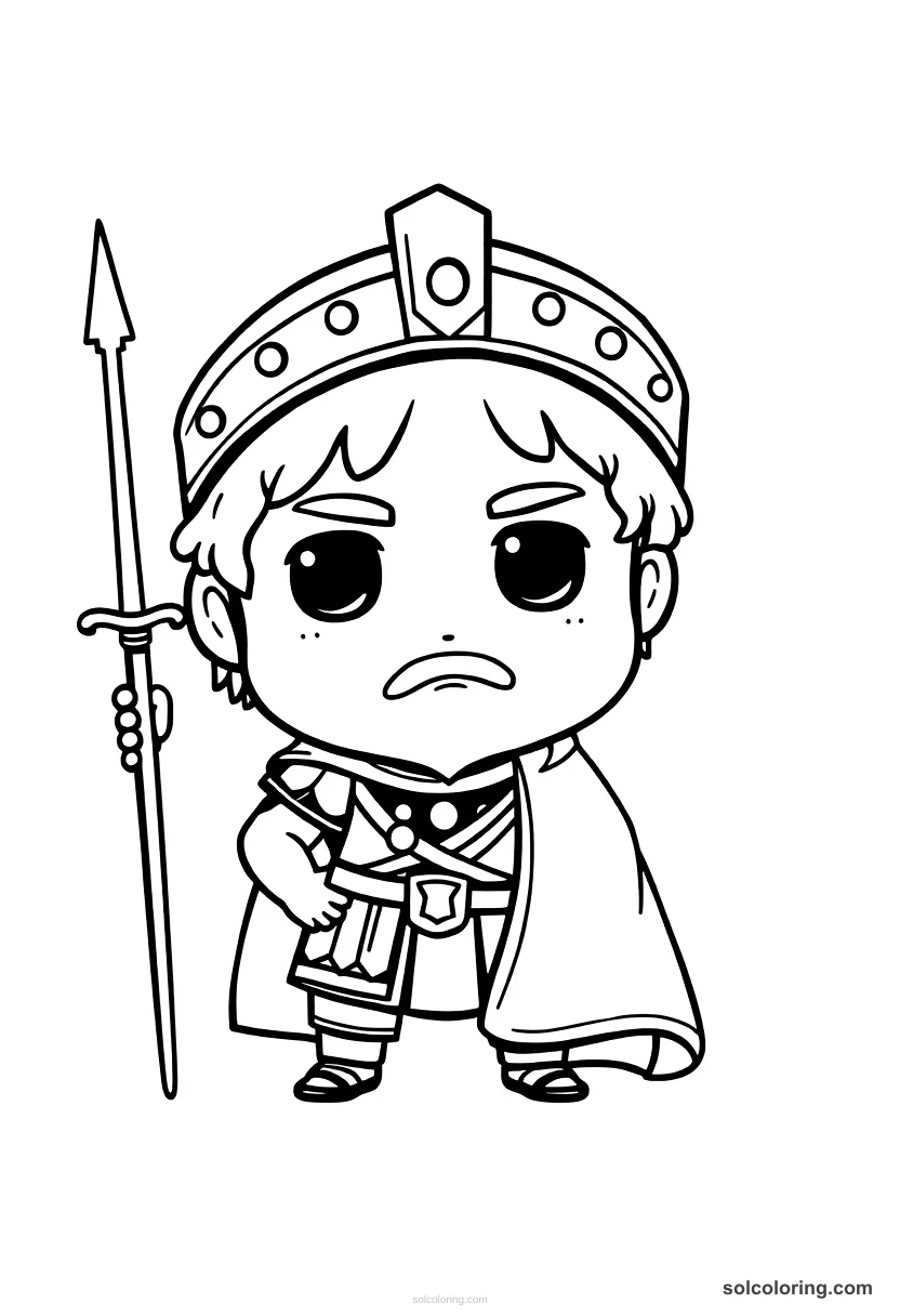 Chibi Constantine the Great at the Battle of Milvian Bridge chibi coloring page for kids