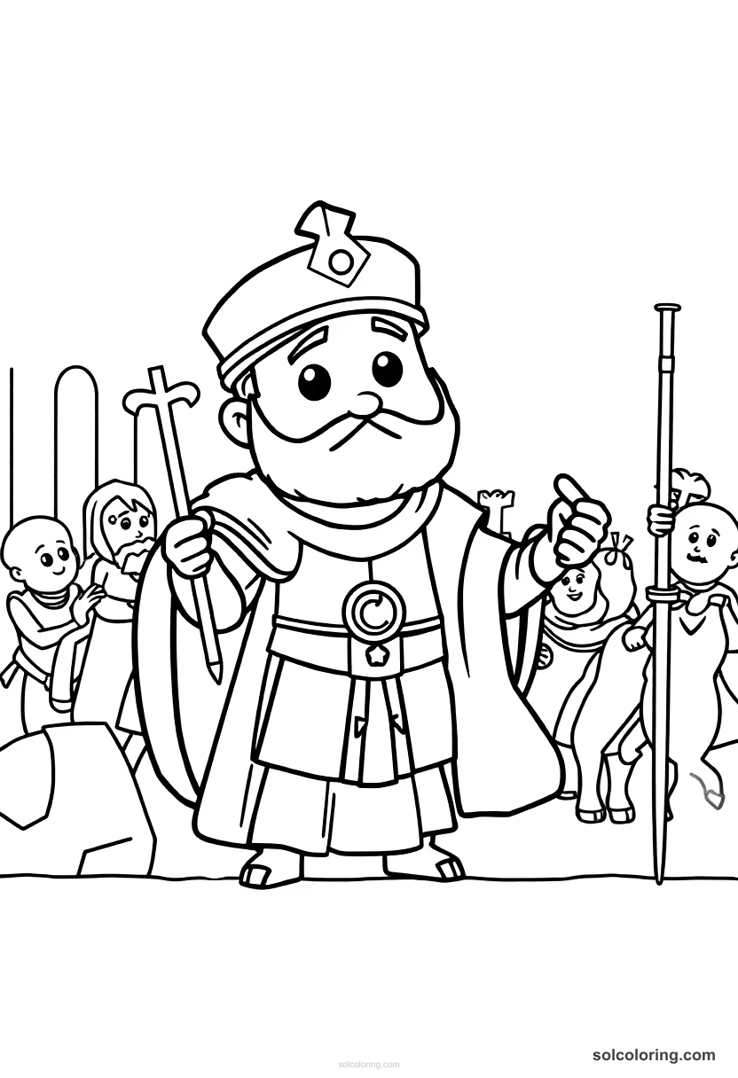 Cute Cartoon Constantine the Great at the Battle of Milvian Bridge cute cartoon coloring page for kids