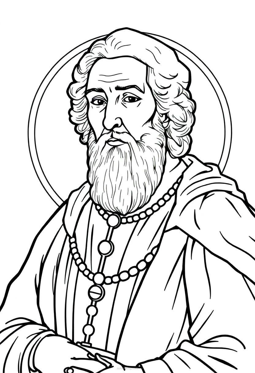 Copernicus with Solar System Model coloring page for kids