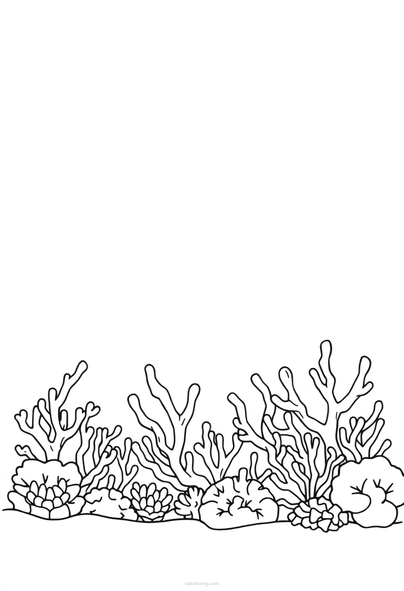 Coral Reef Cute Cartoon coloring page for kids