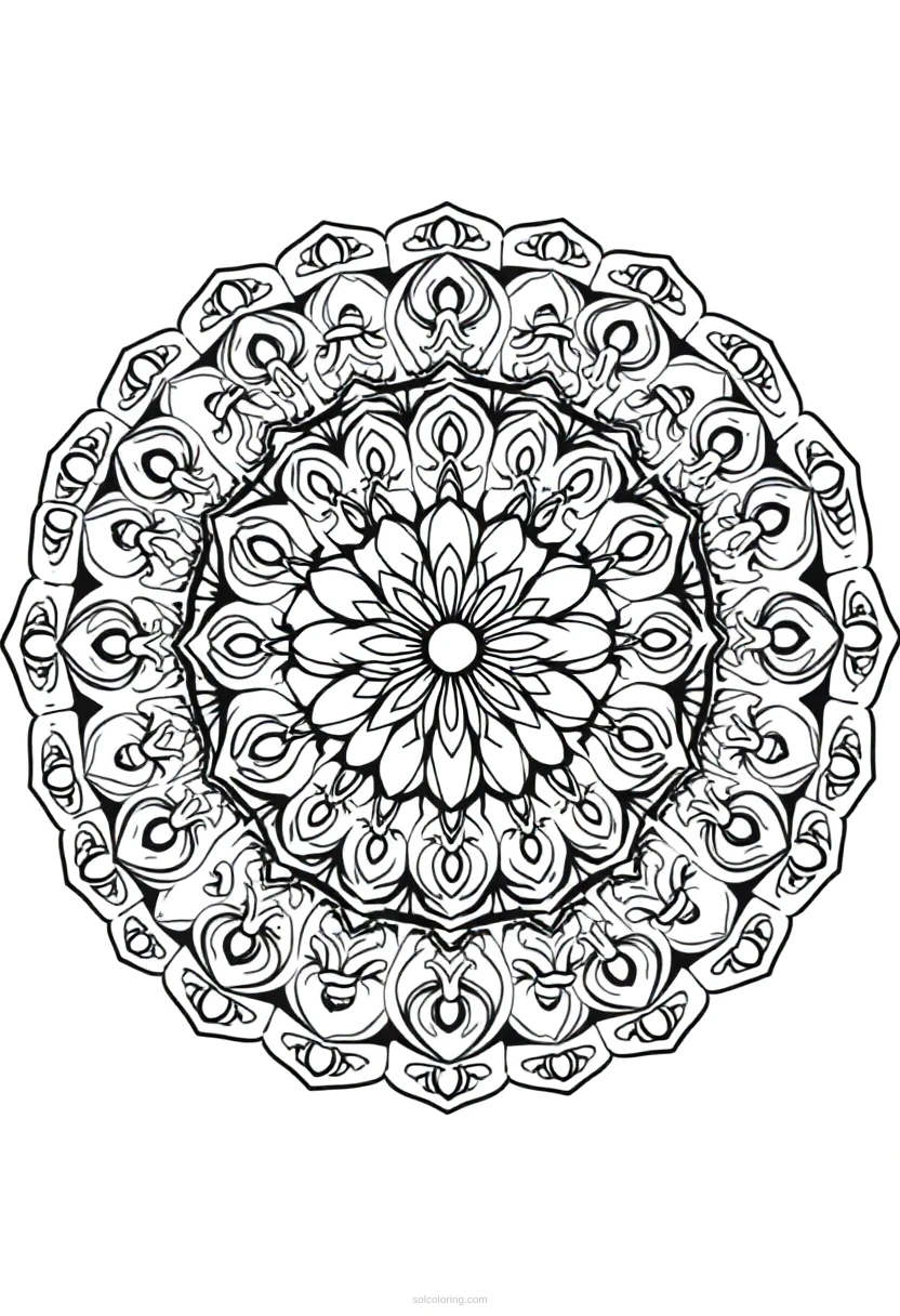 Coral Reef Mandala coloring page for kids