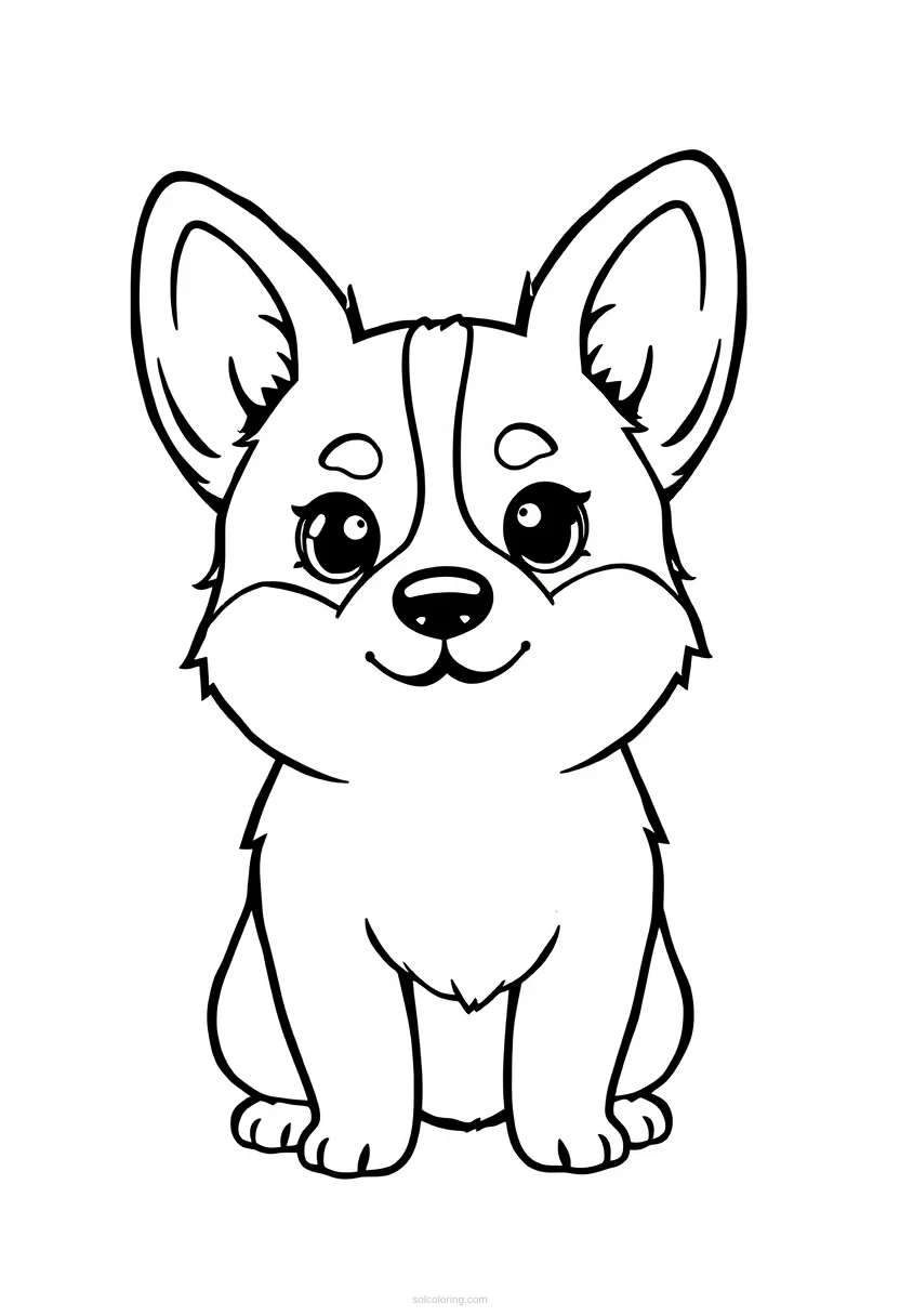 Corgi Chibi coloring page for kids
