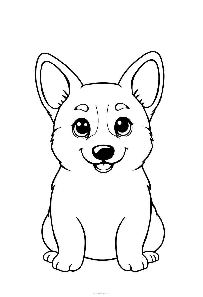 Corgi Chibi coloring page for kids