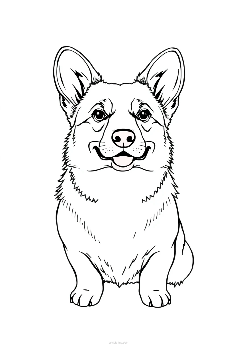 Corgi Chibi coloring page for kids