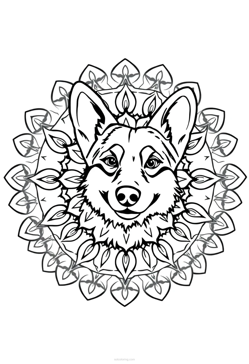 Corgi Chibi coloring page for kids
