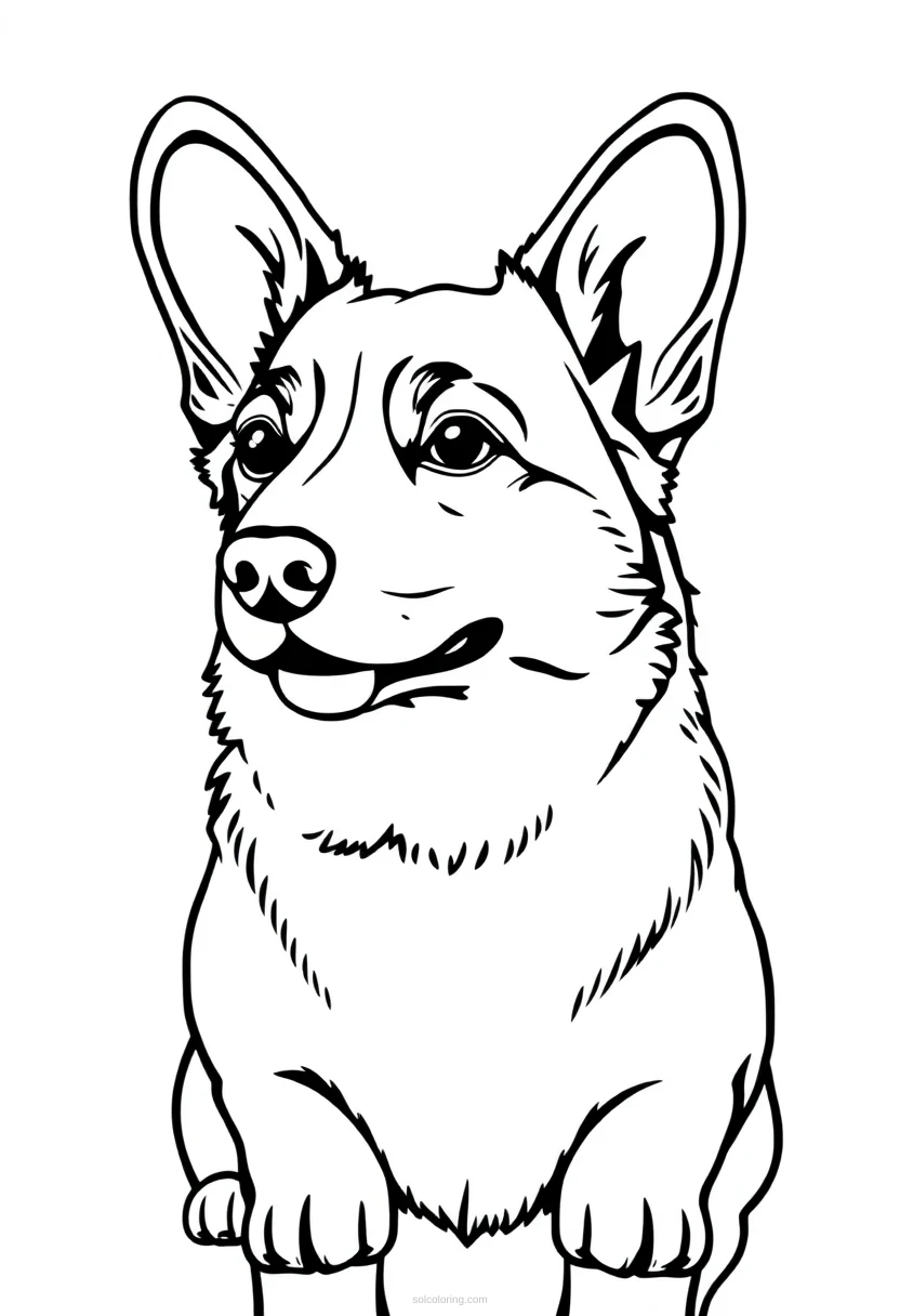 Corgi Chibi coloring page for kids