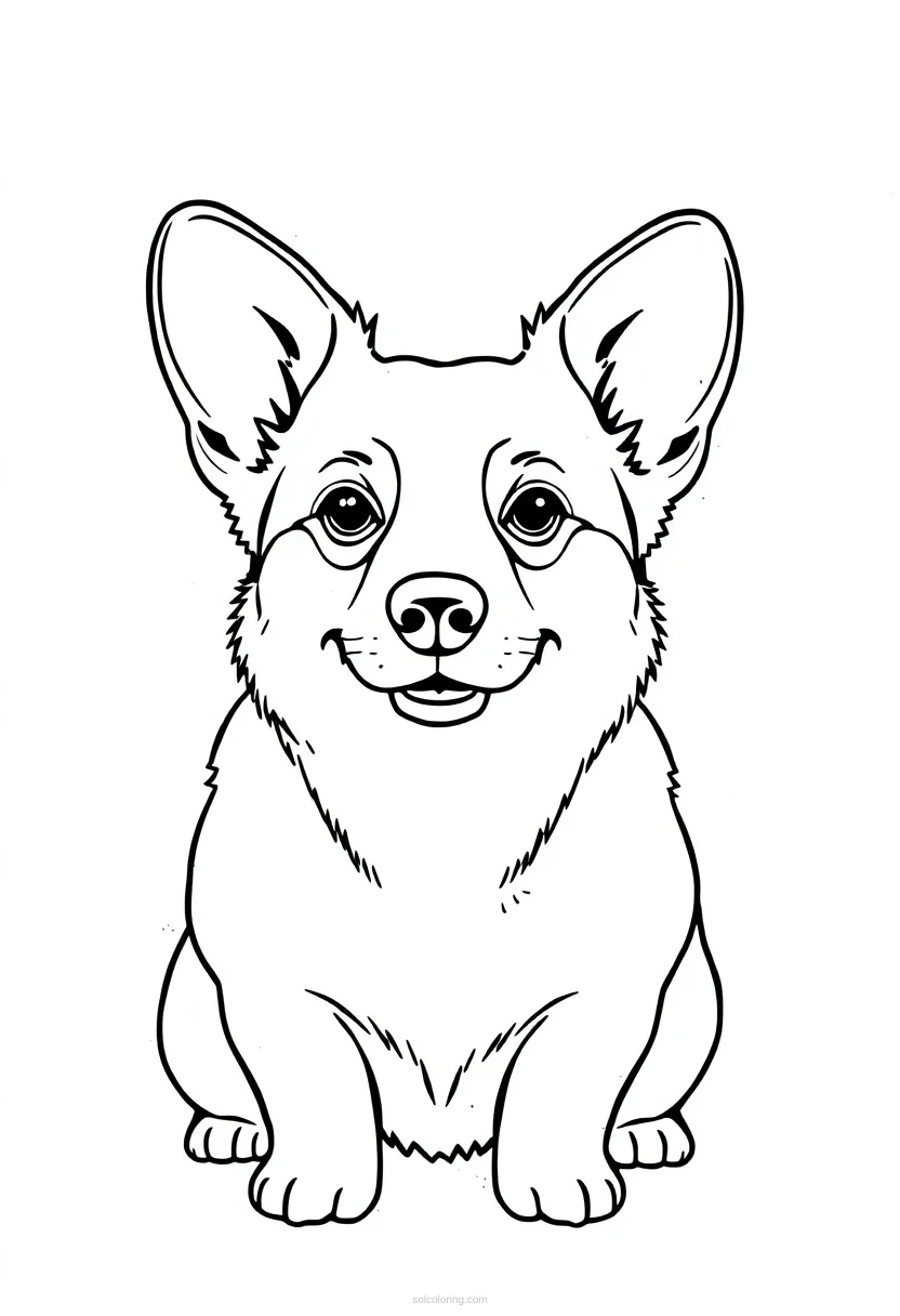 Corgi Chibi coloring page for kids