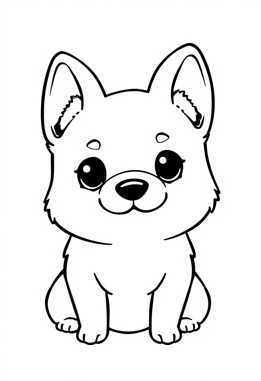 Corgi coloring page, free printable standard style for kids and adults