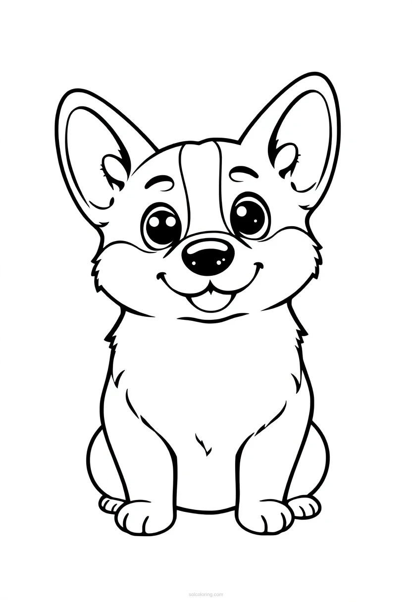 Corgi coloring page for kids