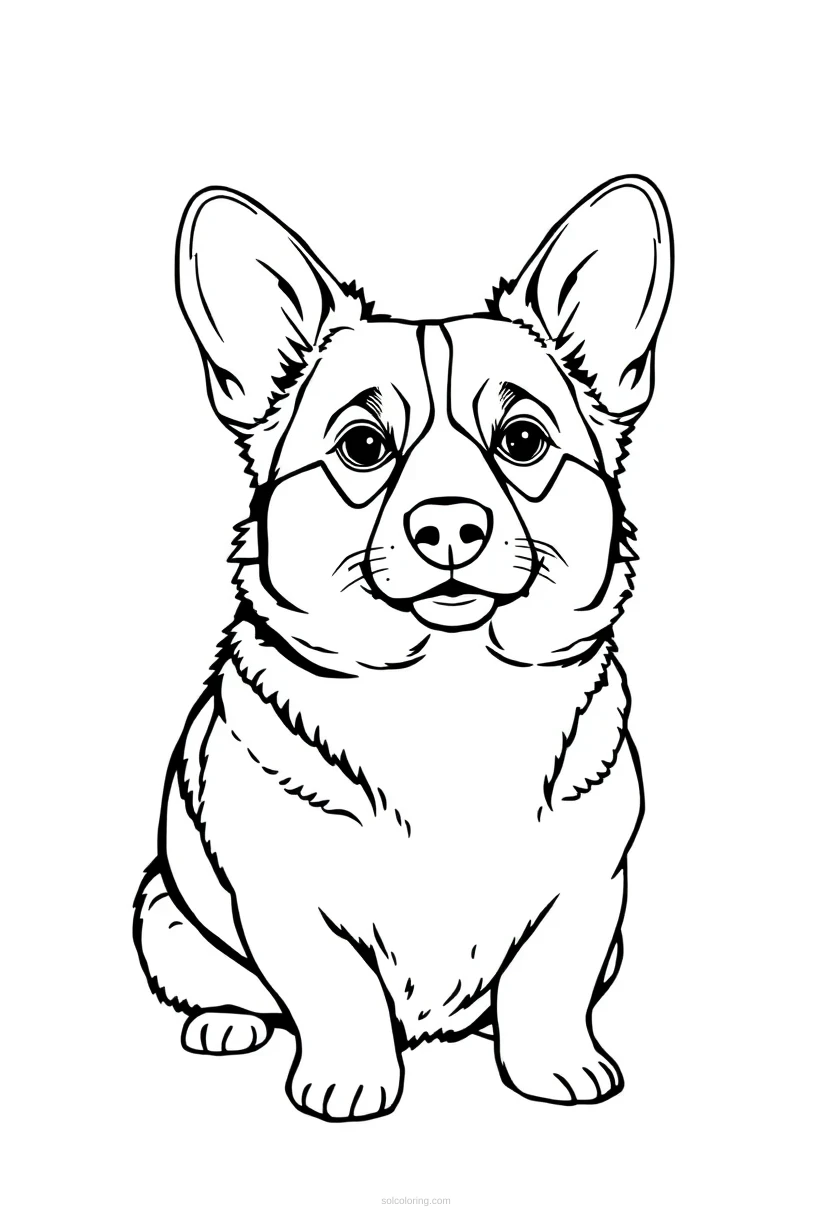Corgi coloring page for kids