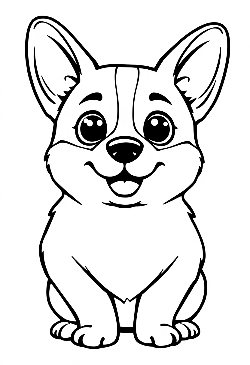 Corgi coloring page, free printable