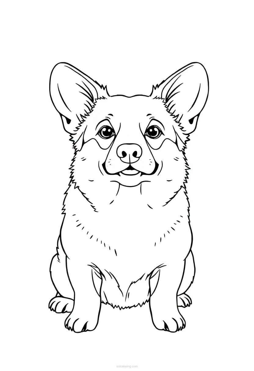 Corgi coloring page for kids