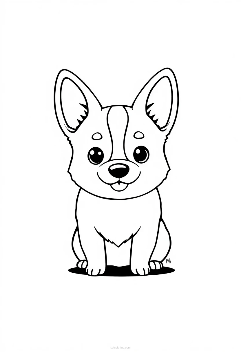 Corgi coloring page for kids