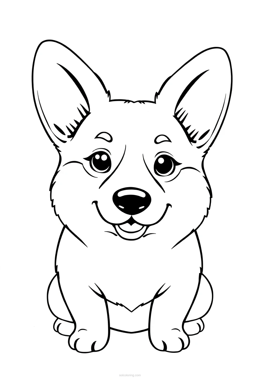 Corgi coloring page for kids