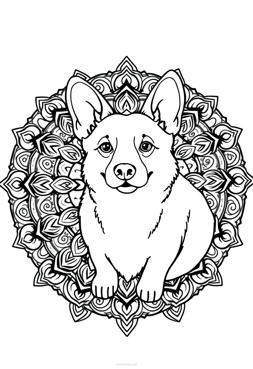 Corgi coloring page for kids