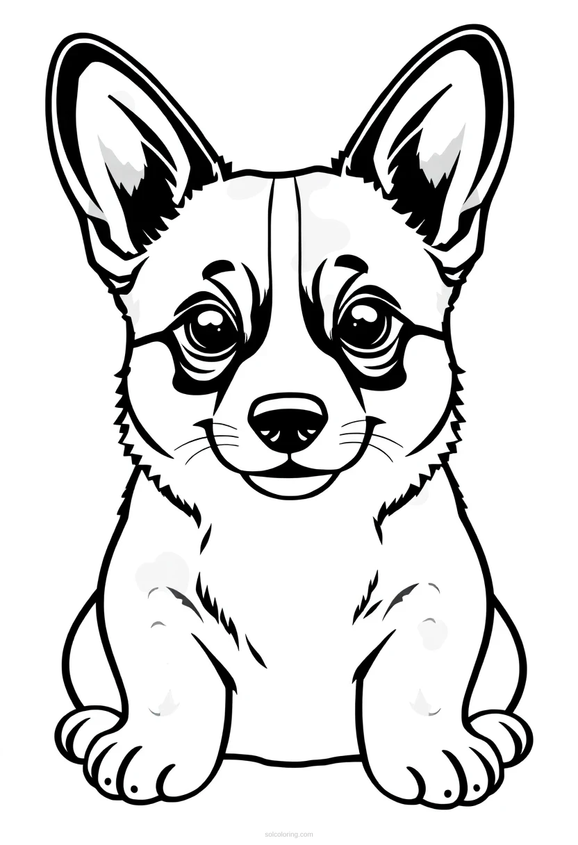 Corgi coloring page for kids