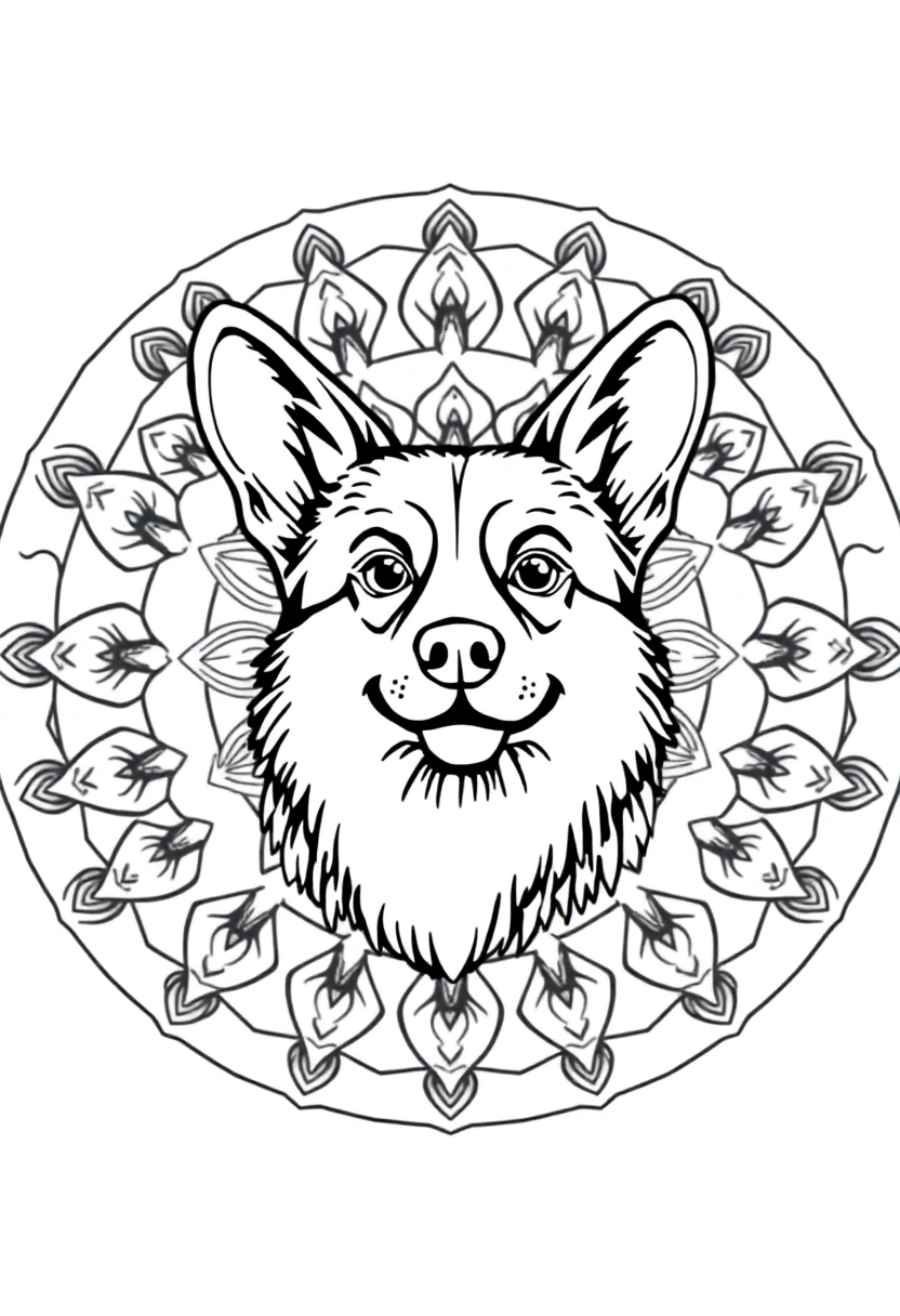 Corgi coloring page, free printable