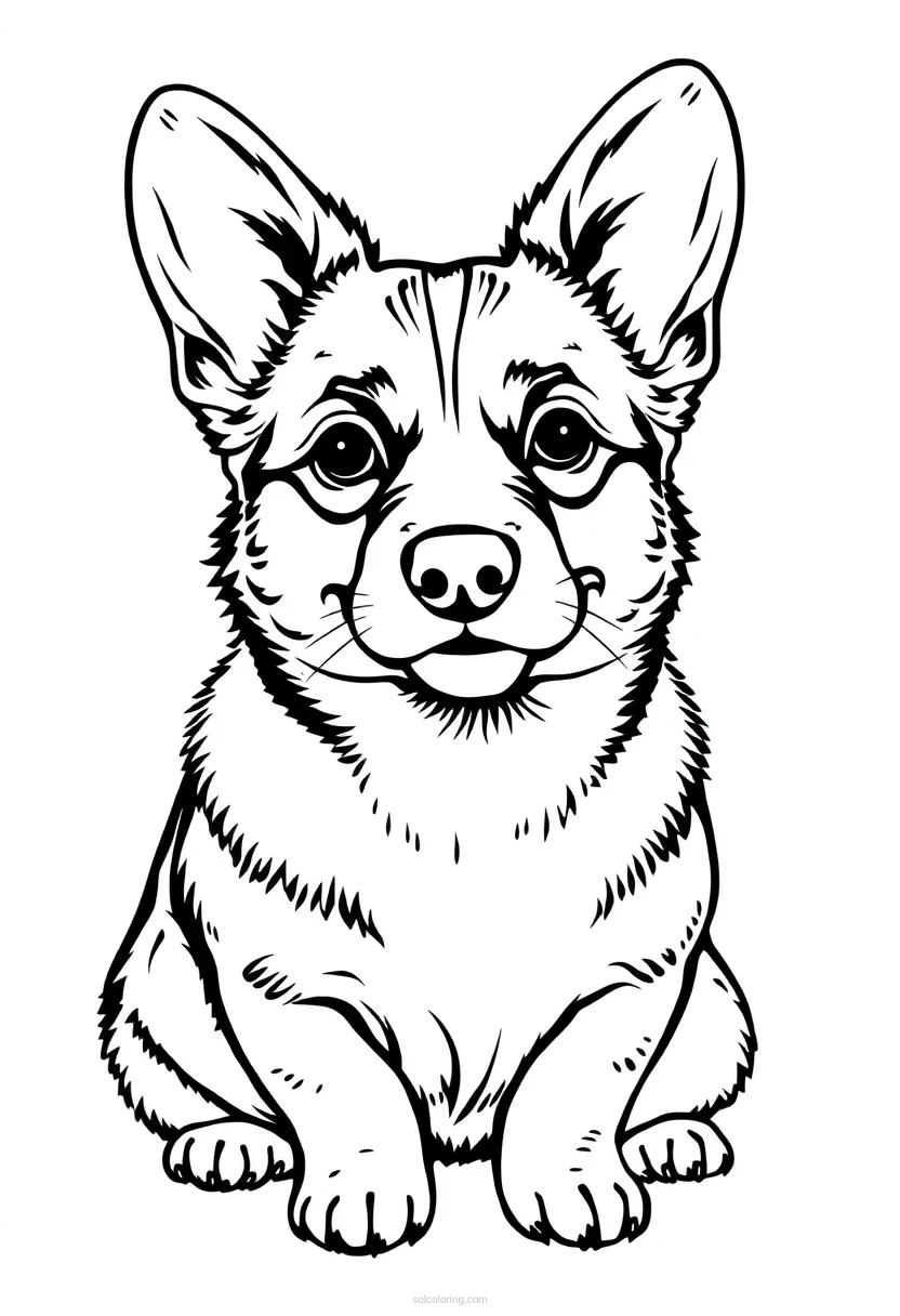 Corgi coloring page for kids