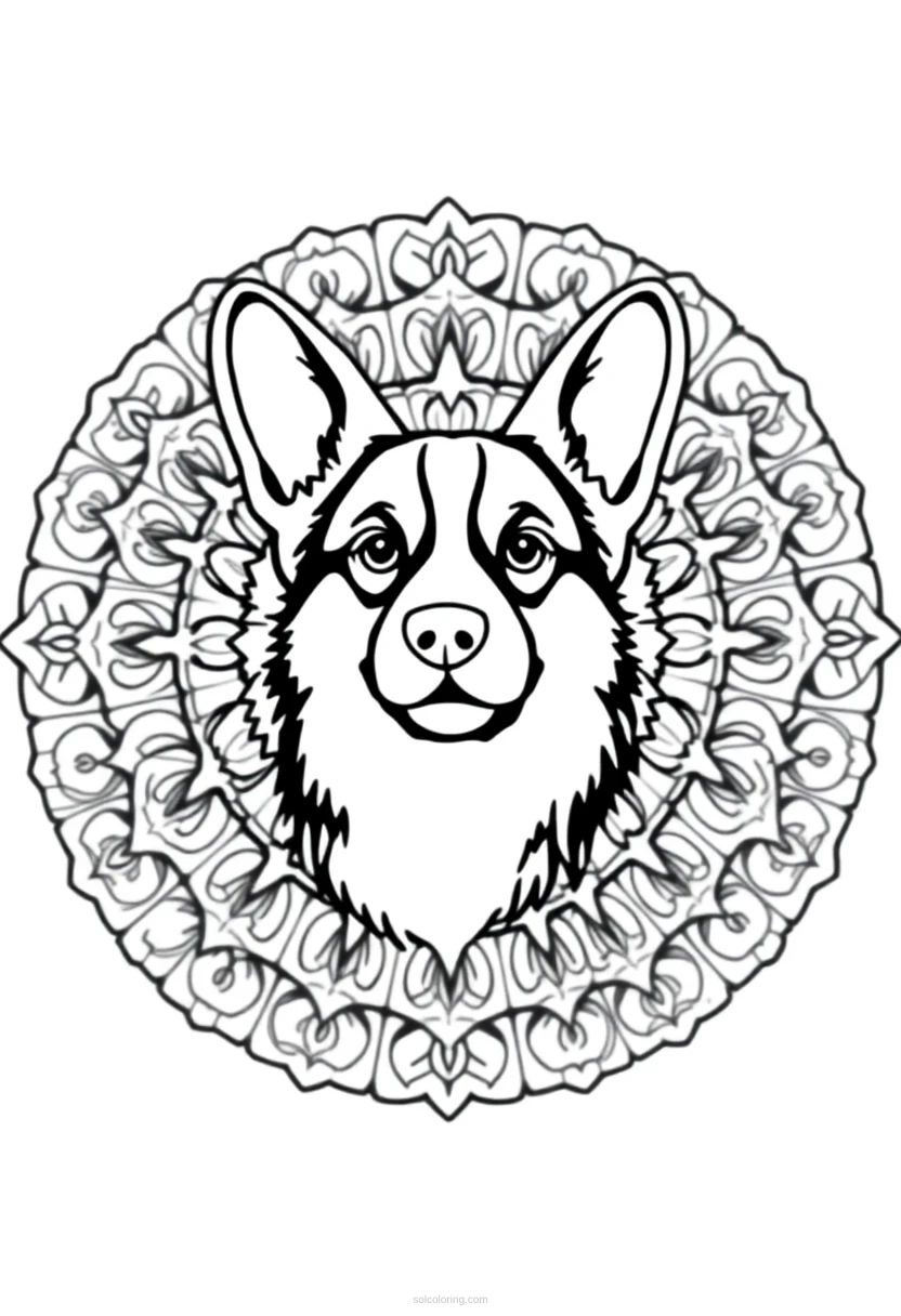 Corgi coloring page for kids