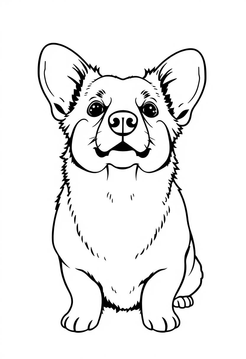 Corgi coloring page, free printable
