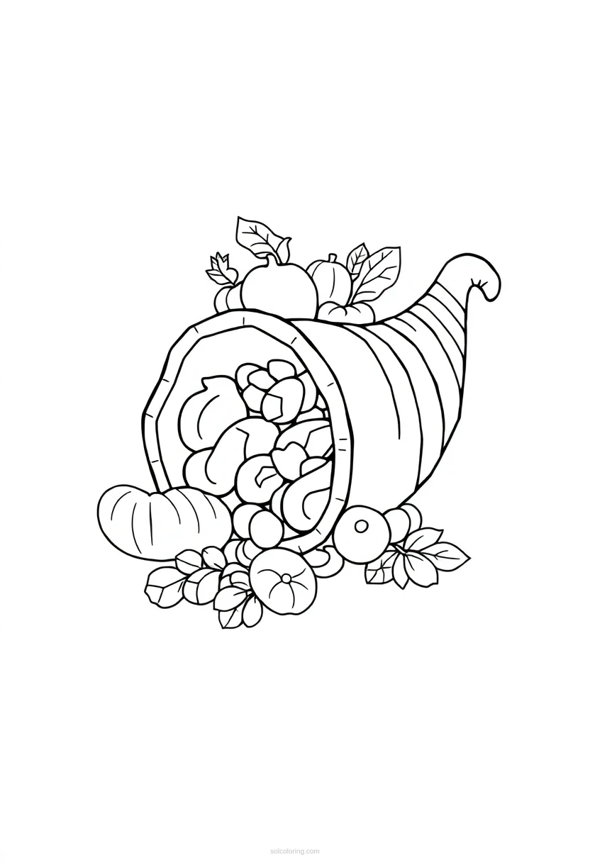 Cornucopia Horn of Plenty coloring page for kids