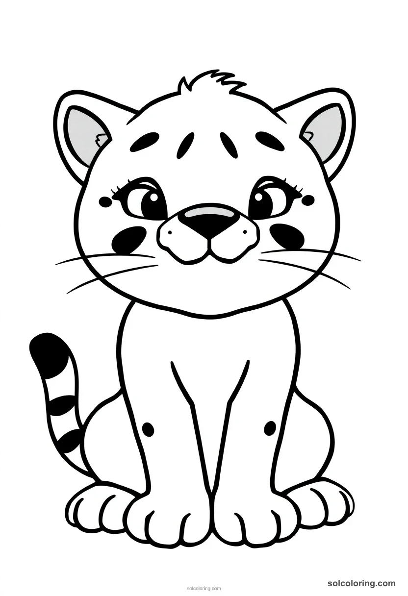 Cute Cartoon Cougar cute cartoon coloring page for kids