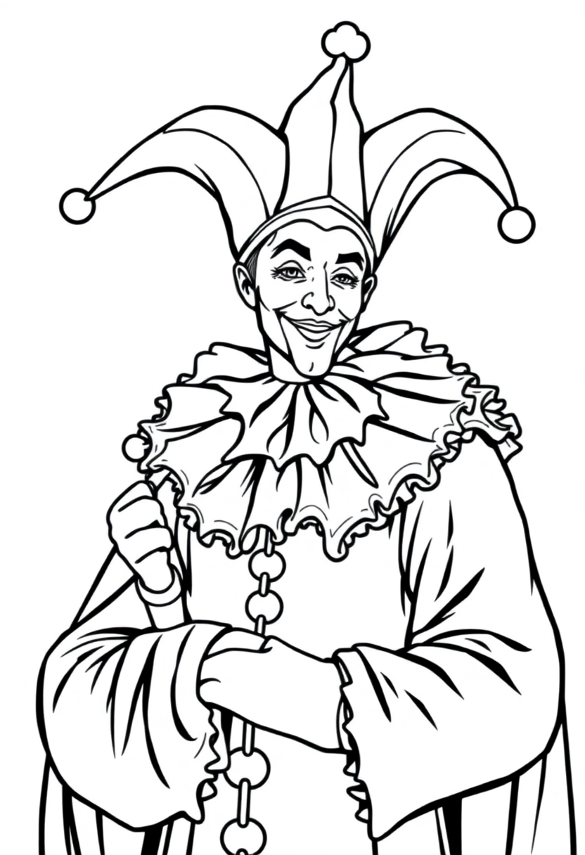 Court Jester coloring page, free printable