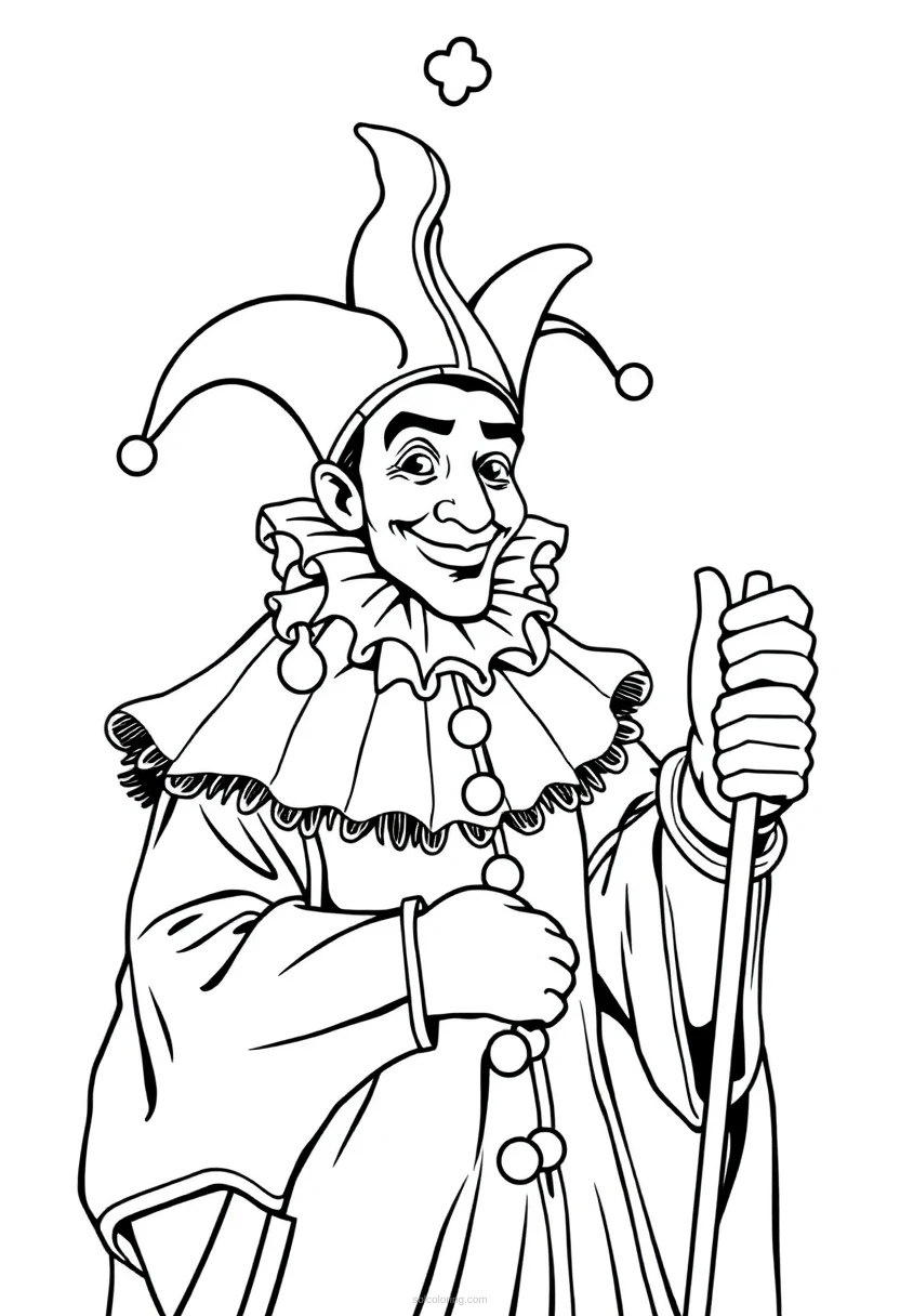 Court Jester Detailed coloring page for kids