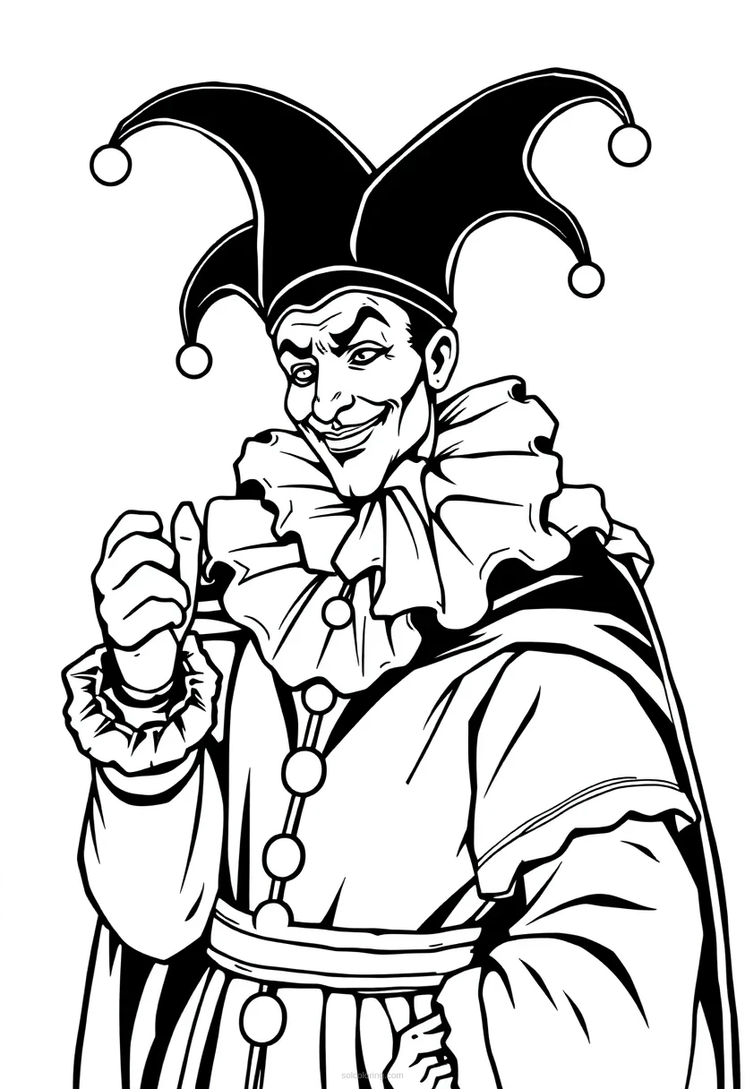 Court Jester Detailed coloring page for kids