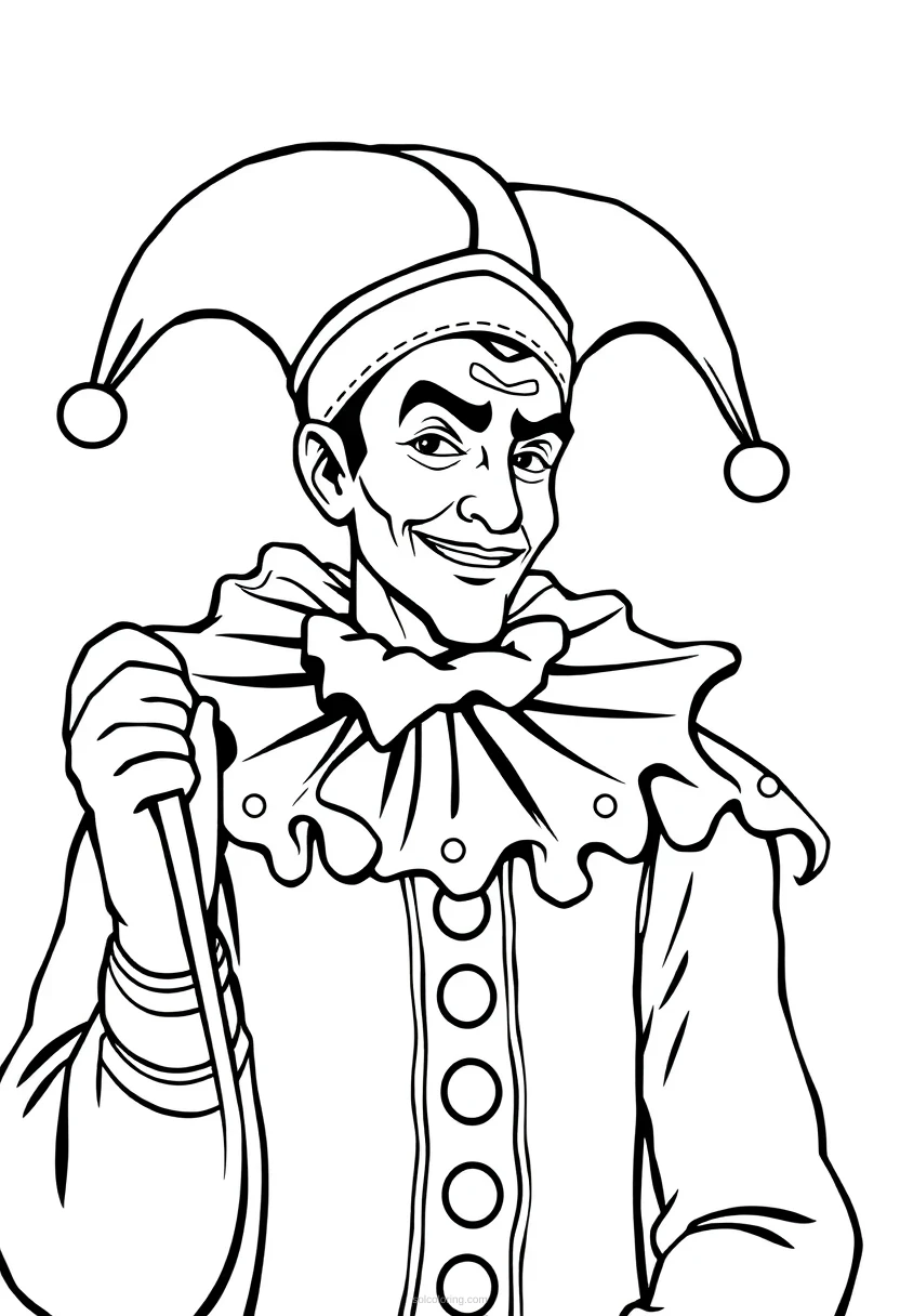 Court Jester Detailed coloring page for kids