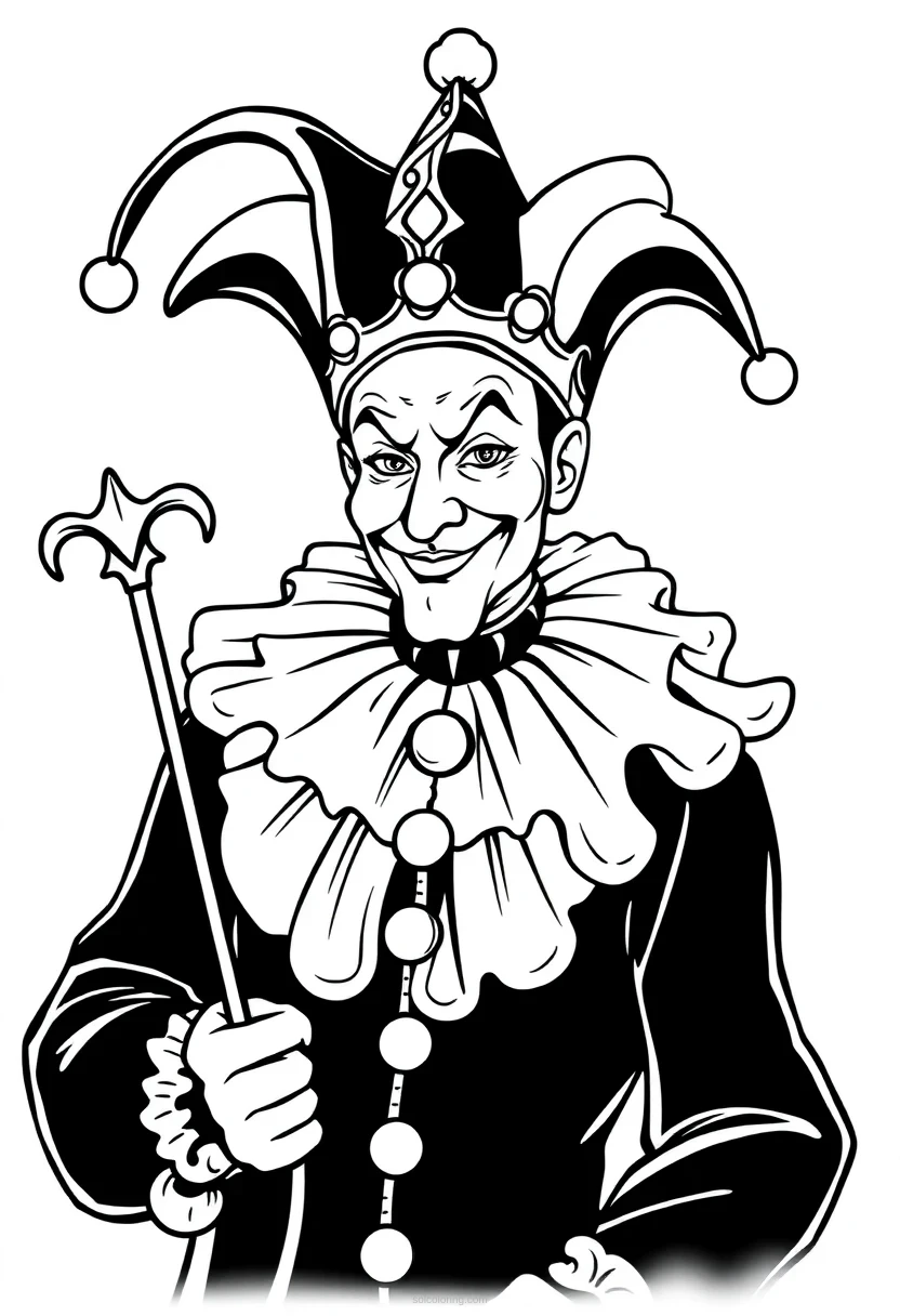 Court Jester Detailed coloring page for kids