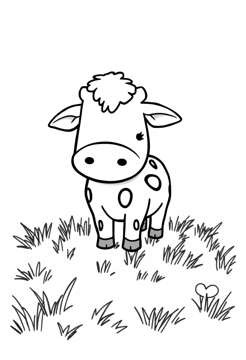 Cow in Pasture coloring page, free printable