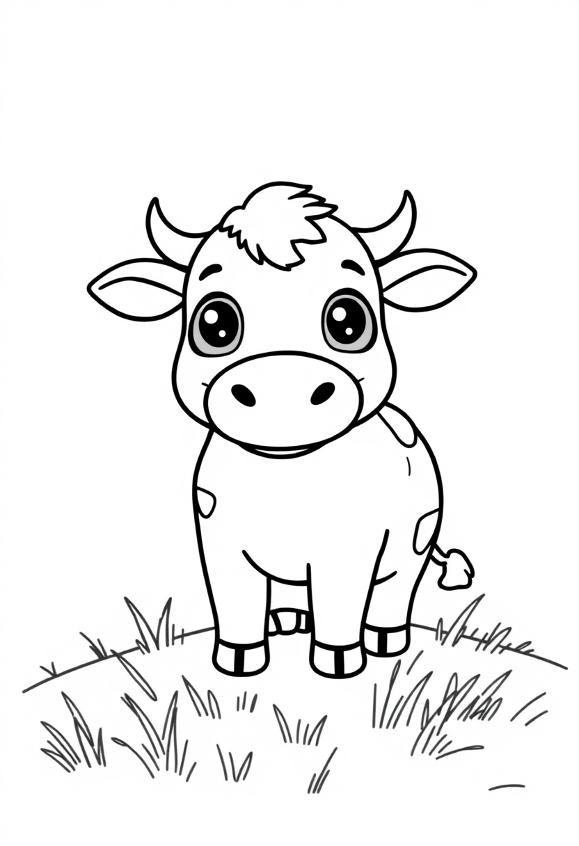 Cow in Pasture coloring page, free printable