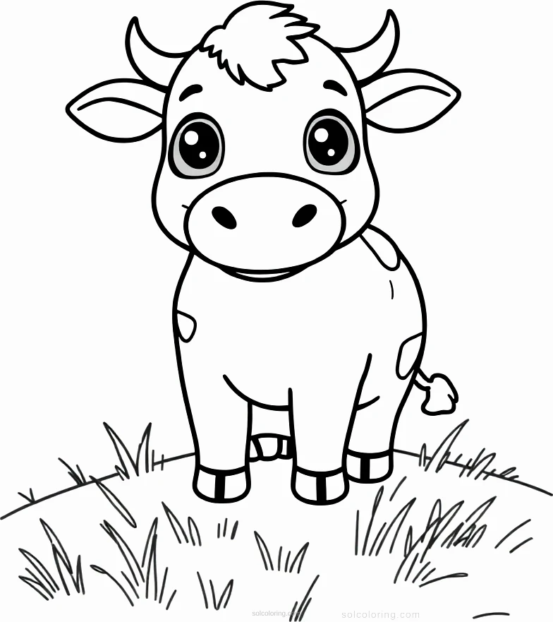 Cow in Pasture coloring page for kids