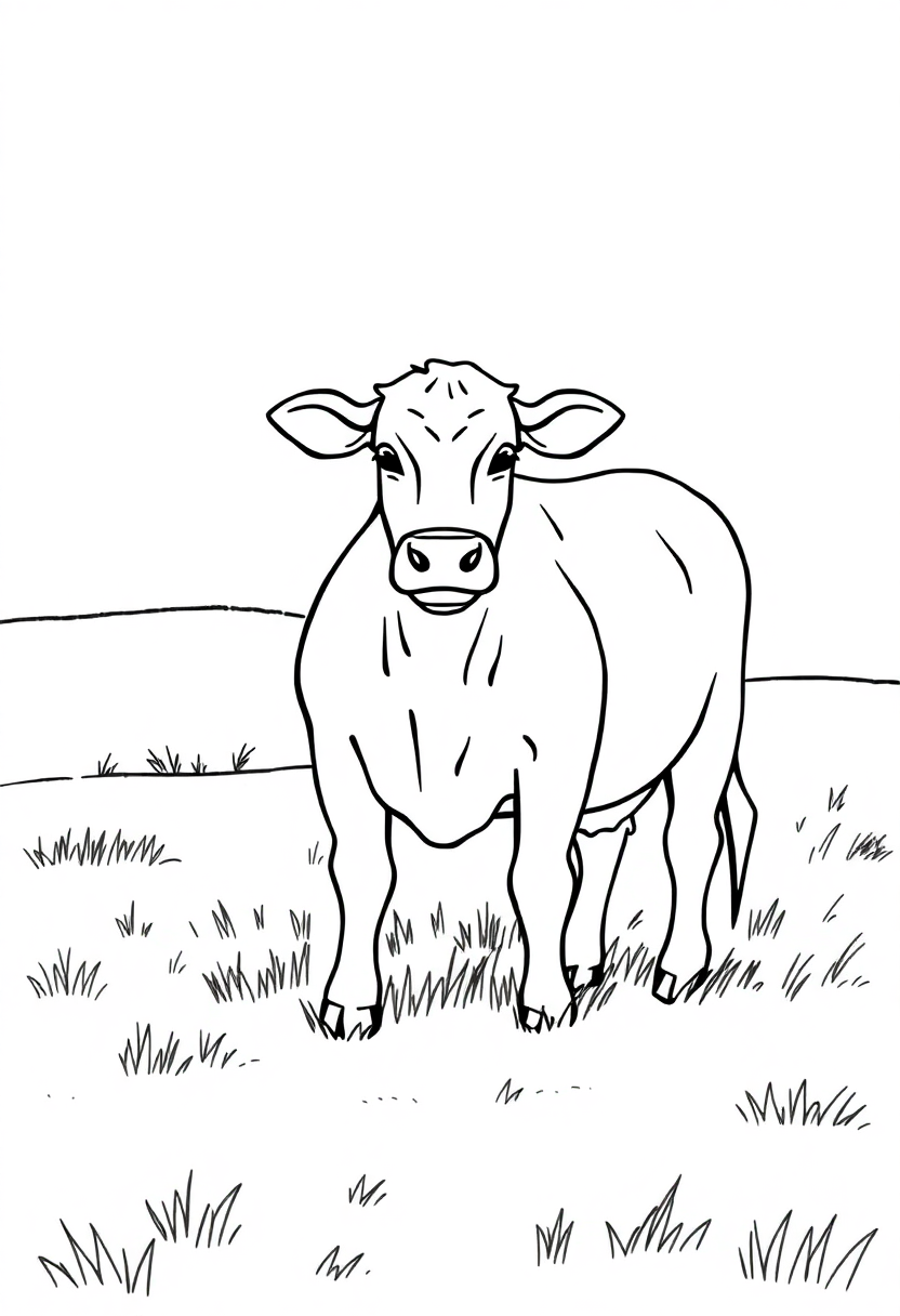 Cow in Pasture coloring page, free printable
