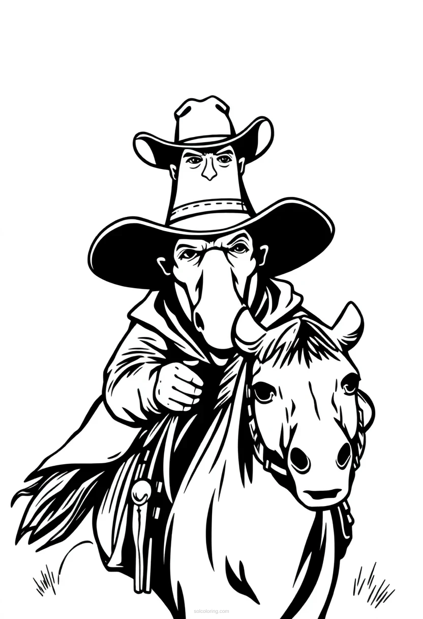 Cowboy Chibi coloring page for kids