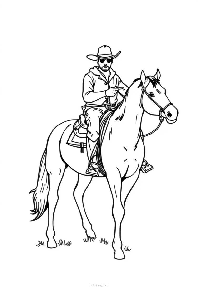 Cowboy Chibi coloring page for kids