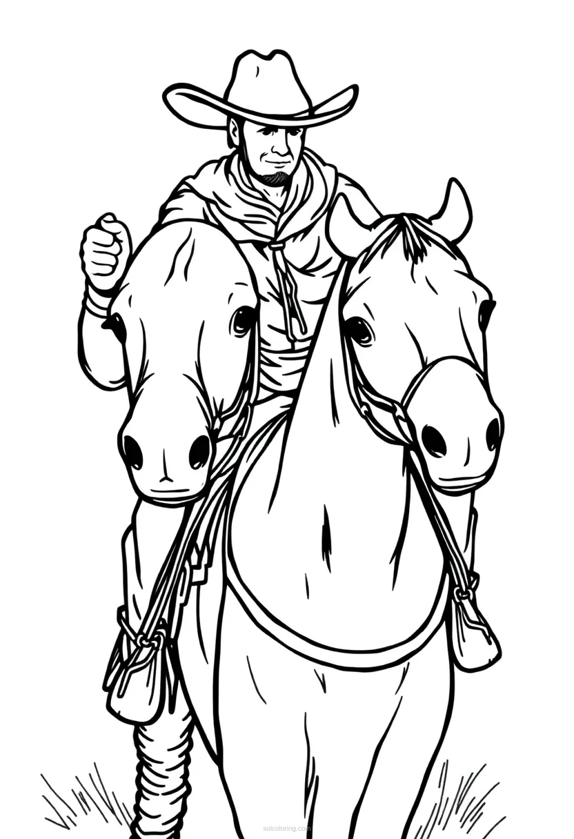 Cowboy Chibi coloring page for kids