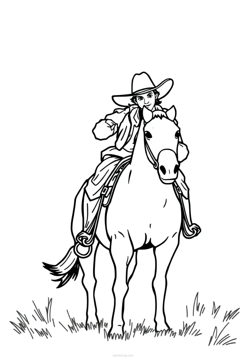 Cowboy Chibi coloring page for kids