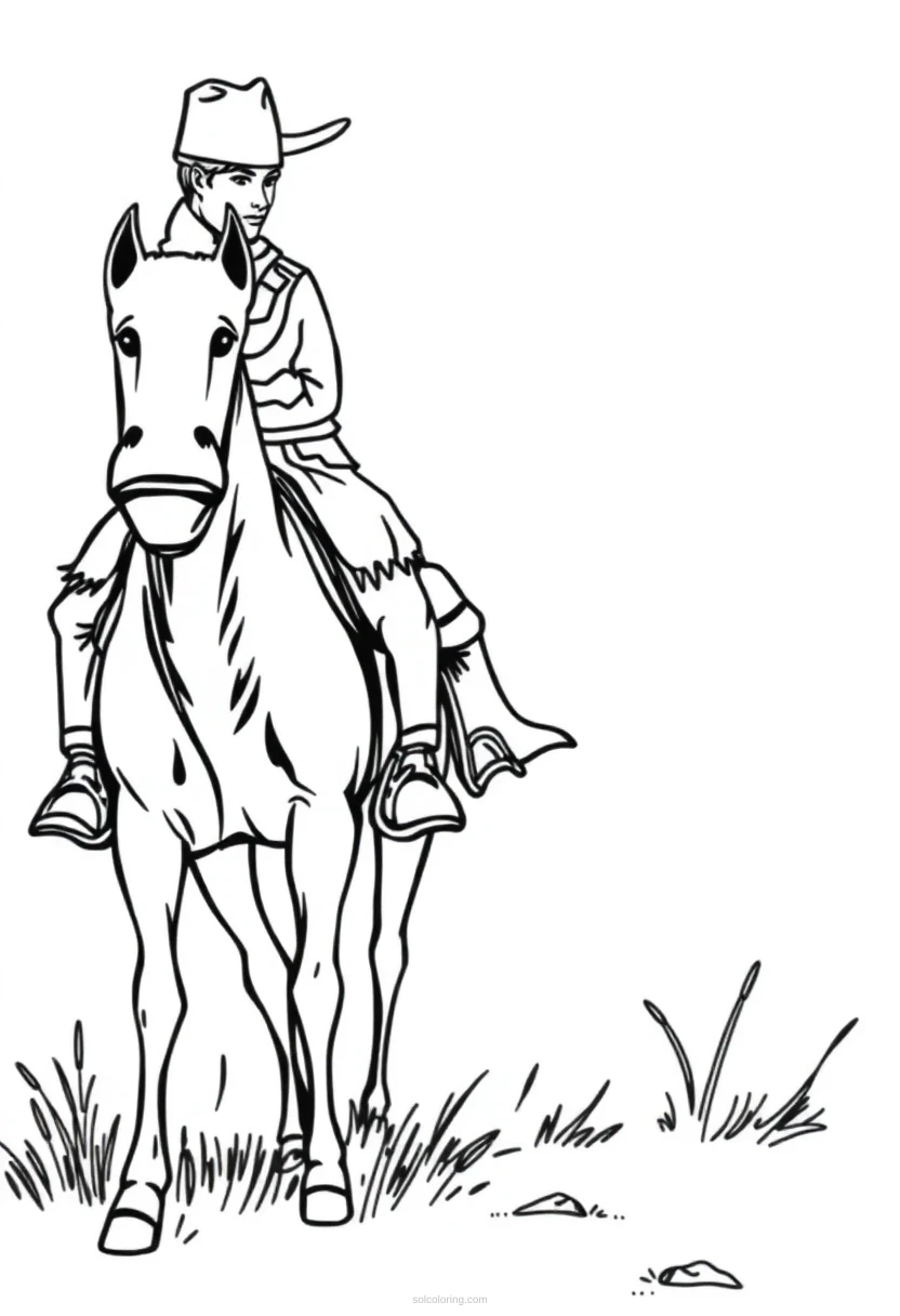 Cowboy Chibi coloring page for kids