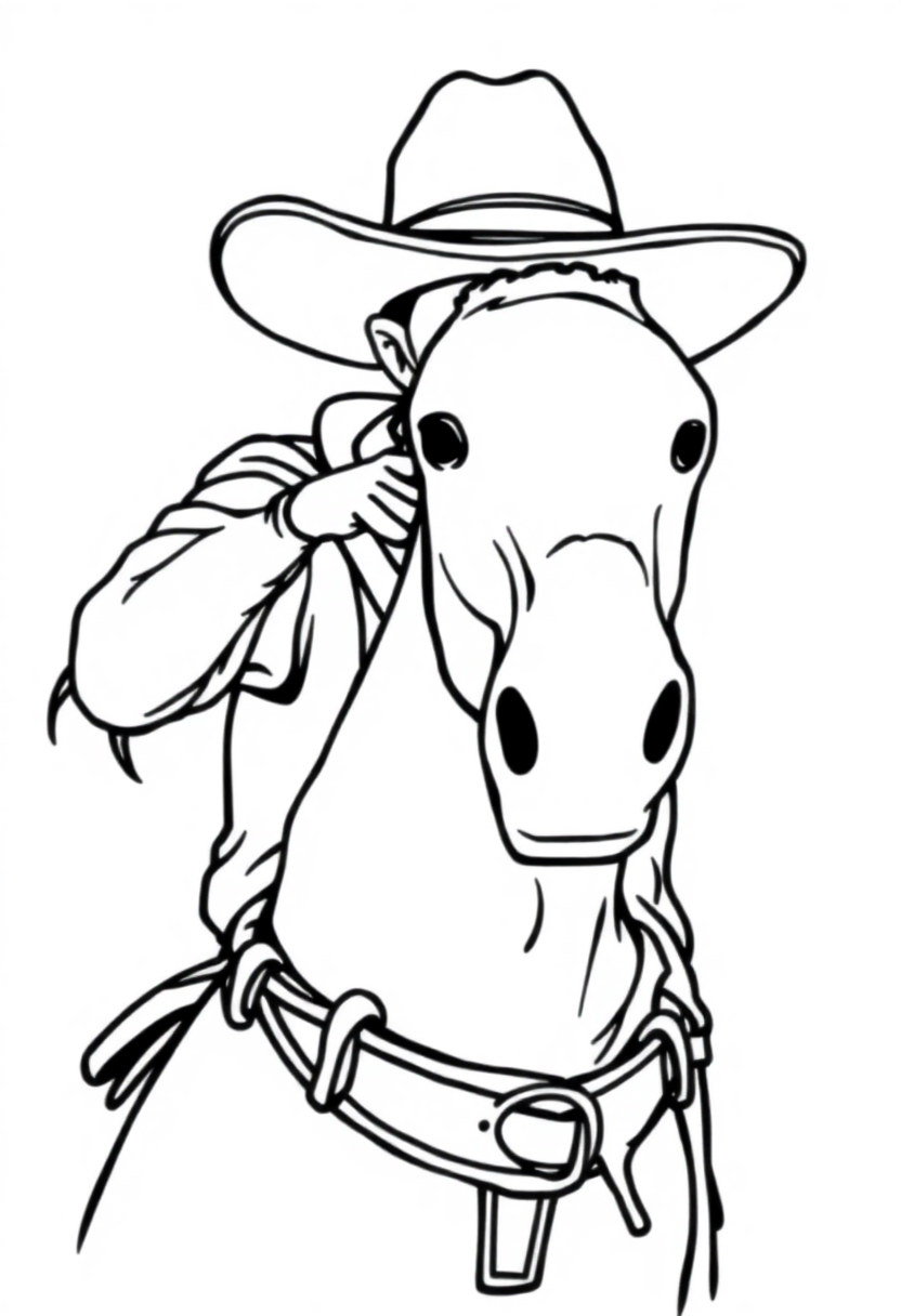 Cowboy coloring page, free printable standard style for kids and adults