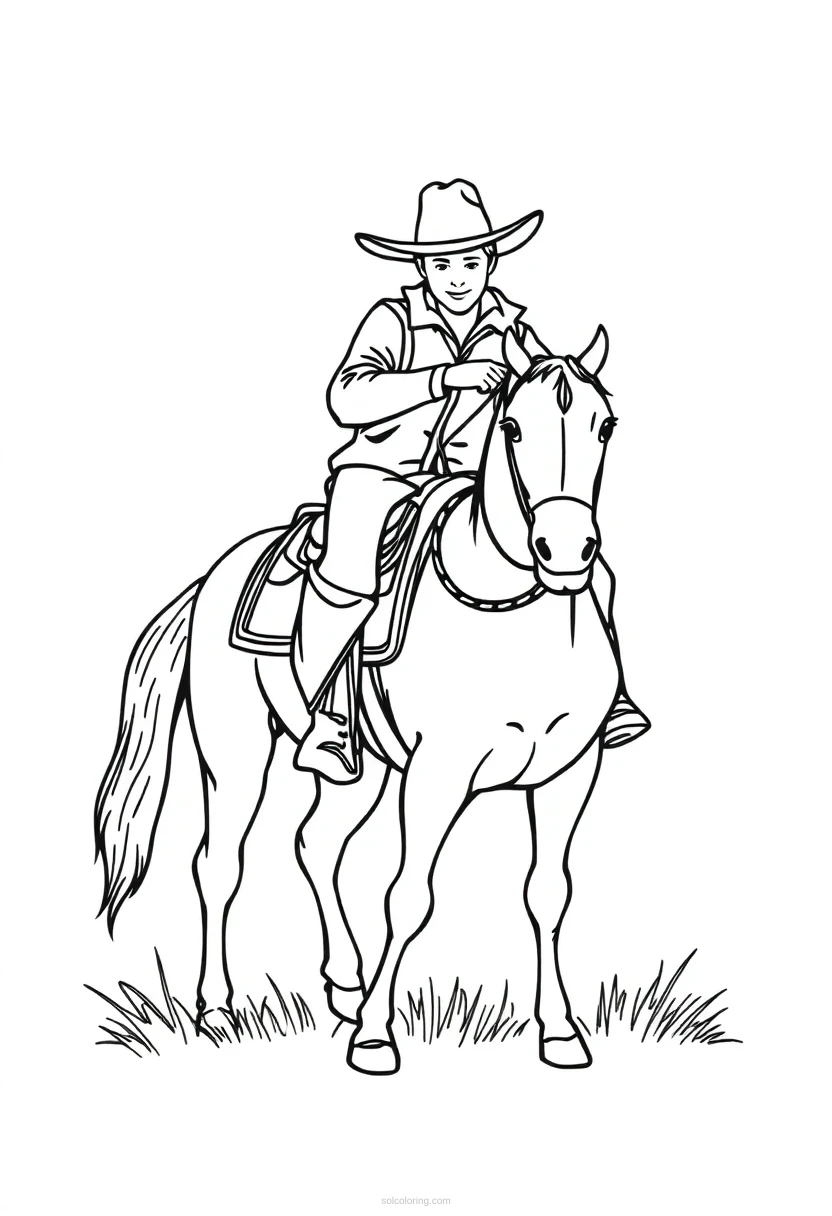 Cowboy coloring page for kids